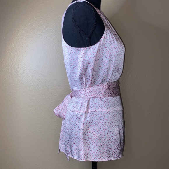 Ann Taylor Pink Dot Belted Sleeveless Blouse NWOT Size 6 - Picture 6 of 14